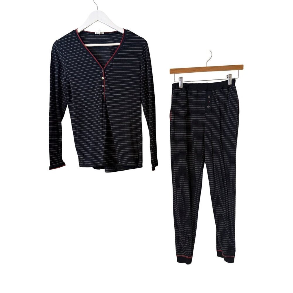 Naked Black Grey Burgundy Striped Henley * Jogger Lounge Set Pajama Set XS